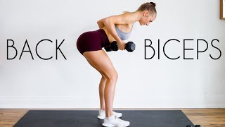 10 min AT HOME UPPER BODY (Back & Biceps Dumbbell Workout)
