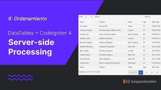6-. Ordenamiento - Datatables Server Side Processing + Codeigniter 4