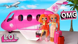 Family Travel Routine With LOL OMG Neon Sisters - Barbie Toys