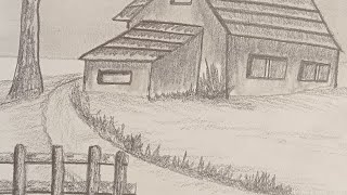 Easy landscape drawing||Pencil sketching of an easy landscape step by step tutorial.