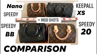 Comparison | Louis Vuitton Speedy 20 Noir| Louis Vuitton Keepall XS | LV Nano Speedy | LV Speedy BB