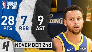 Stephen Curry Full Highlights Warriors vs Timberwolves 2018.11.02 - 28 Pts, 7 Ast, 9 Rebounds!