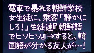 【修羅場】電車で暴れる朝鮮学校女生徒に、乗客「静かにしろ！」生徒達『朝鮮語でヒソヒソ』→すると、韓国語が分かる友人が…！