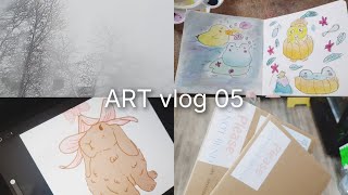 An introverts life 🩷💞 Art vlog, some drawing, packing orders and chill games