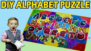 How to make an ABC Puzzle for Kids! || Learn ABCs! ABC Puzzle Fun! || English TLM DIY