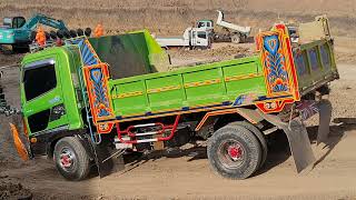 ขึ้นบ่อชันๆ จัดหนักเต็มกล่อง ทีมงานวัยรุ่นบางระจัน Dump Truck Excavator