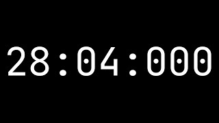 Countdown timer 28 minutes, 4 seconds [28:04:000] - White on black with milliseconds