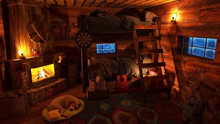 Deep Sleep in 3 Minutes - Cozy Winter Hut with Snow Storm Sounds, Snowfall, Wind Sound, Fireplace