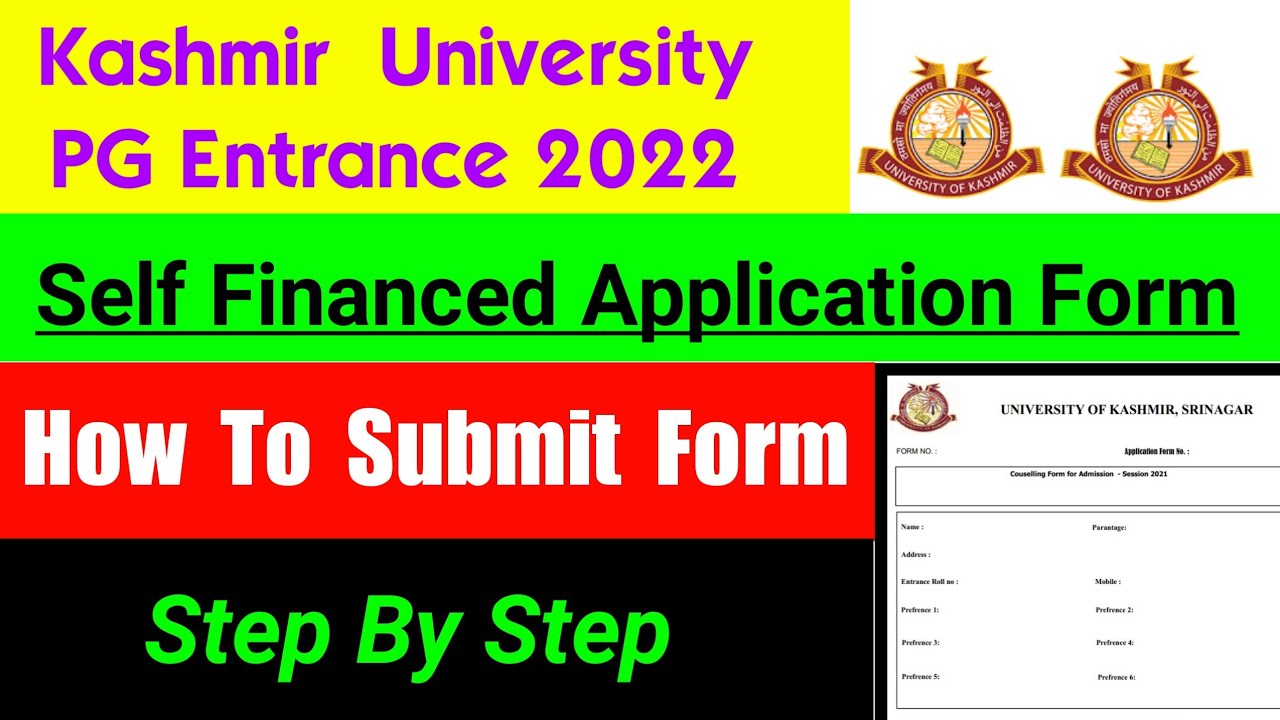 Kashmir University Self Financed Seats 2022 Application Form How To ...