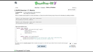 Java Practice-it Introduction to Java Programming | Exercise 1.7 Mantra