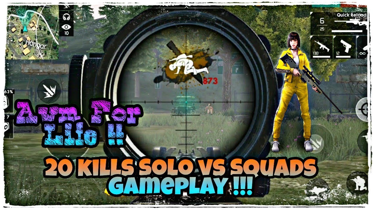 20 KILLS SOLO VS SQUADS GAMEPLAY INSANE AWM SNIPES !!! Free Fire ...