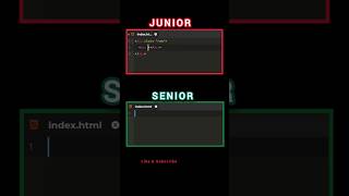 Junior vs Senior Developer in HTML Coding! 😎 #shorts2025 #vscode #coding #shorts #webdevelopment