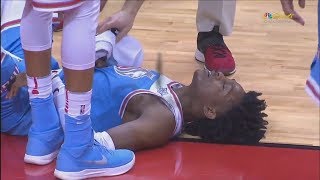 De'Aaron Fox Hits Head On Court And Gets Bloody Eye! Leaves Game! Kings vs Rockets!
