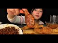 crispy pork cutlet chicharon bbq chicken with spicy fire chapagetti homemade meal mukbang