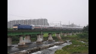 【小雨の多摩川橋梁】EF64 37牽引 信州カシオペア 長野行き