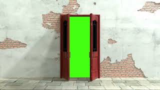Modern Red Doors Open Zoom - 3D Doors Green Sreen