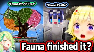 Watame Sees Fauna's Completed World Tree and Other HoloEN Buildings【Hololive】