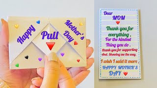 DIY: SURPRISE MESSAGE CARD For Mother’s Day /Pull Tab Origami Envelope Card/ Letter Folding Origami
