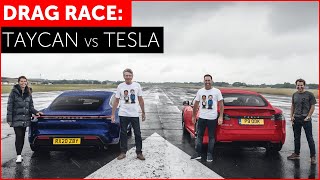 2020 Porsche Taycan Turbo Vs Tesla Model S Drag Race