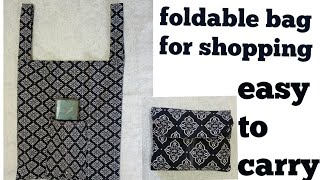 foldable bag for shopping | how to make foldable bag in easy steps | An eco bag with flap pocket ⭐🛍️