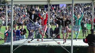 Fanny Aubret dancing the sword dance facing the Queen at Braemar