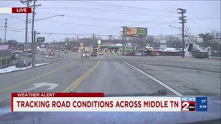 Tracking Middle TN road conditions as night falls