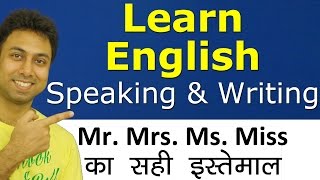 Learn English Speaking \u0026 Writing through Hindi | Correct Use of Titles Mr Mrs Ms Miss With Examples