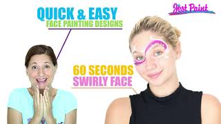 SHORT - Quick and Easy 60 Seconds Swirly Mask Face Painting Demo - Step by Step