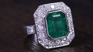 ART DECO EMERALD DIAMOND RING 5.20CT EMERALD 3.60CT DIAMOND 18CT GOLD CIRCA 1920