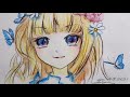 【土人教画】297 水彩铅笔画《动漫女孩》terrain art class watercolor pencil anime girl