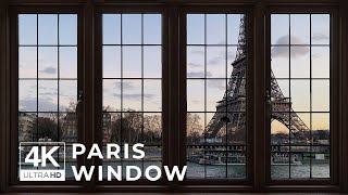4K Eiffel tower window view in Paris - Relaxing, Calming, Ambience (ASMR)