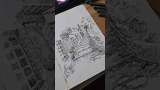 urban sketching with ink #shorts #art #drawing #painting #youtubeshorts #ink #sketch #viral