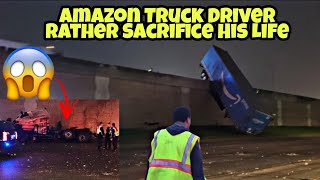 Amazon Truck Driver Crashing & Falling Off A 40ft Wall Aftermath 🤯