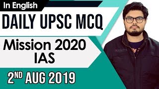 UPSC 2020 - 02 August 2019 Daily Current Affairs MCQs In English for UPSC IAS State PCS 2020