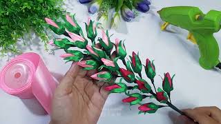 DIY / How to Make Satin Ribbon Flower Easy / Flower Bouquet Tutorial