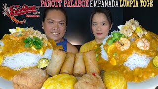 PANCIT PALABOK EMPANADA LUMPIANG TOGE MUKBANG| PINOY MERIENDA EXCELLENT NOODLES| MUKBANG PHILIPPINES