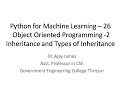 Python for Machine Learning – 26 Object Oriented Programming -2-Inheritance and Types of Inheritance