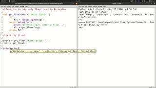 How to take only FLOAT input in Python | Recursion