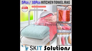 【SKIT Solutions】4/8/12 Kitchen Dish Cloth Washing Towel Rag Double-sided Table Cleaning Rag 26*26cm