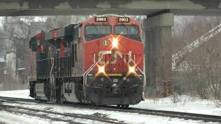 CN Train 585 Light Westbound Arriving at Brockville February 25, 2025