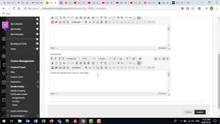 Editing Test Instructions in Blackboard
