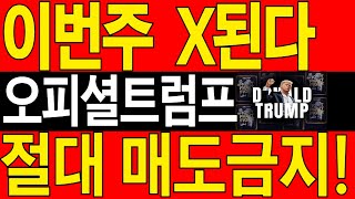 [오피셜트럼프] 코인전망 이번주 X된다! 절대 매도금지입니다. 제발 이 영상 한번만 봐주세요