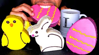 ASMR EASTER EGG BUNNY CHICK CAKES MUKBANG CHOCOLATE EATING SHOW MOUTH SOUNDS NO TALKING