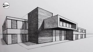 How to Draw a Modern House using Two-Point Perspective