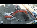 1 29up zaxis 350lck 油圧ｸﾗｯｼｬｰでsrc造の基礎を解体！