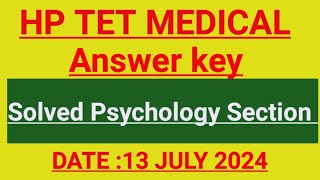 HP TET Medical Psychology Answer key