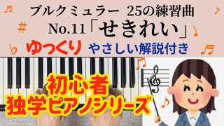 ブルクミュラー  25の練習曲  Op.100 No.11「せきれい」 独学  初心者ピアノ  「The Wag-tail」slowly