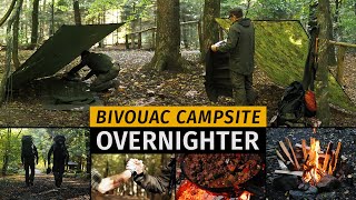 Overnight on bivouac campsite in Belgium / Cooking on campfire / 24h Bushcraft Overnighter