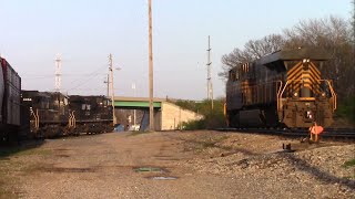 Parked Power (NS 8100 NKP HU, NS 4660, NS 4464) at the NS South Yard in Lafayette, Indiana