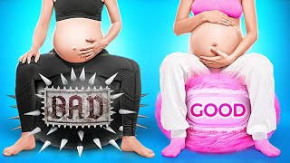 PARENTING HACKS & TRICKS || Bad vs Good Pregnant Twins | Rich vs Poor Parents! Cool Ideas by 123 GO!